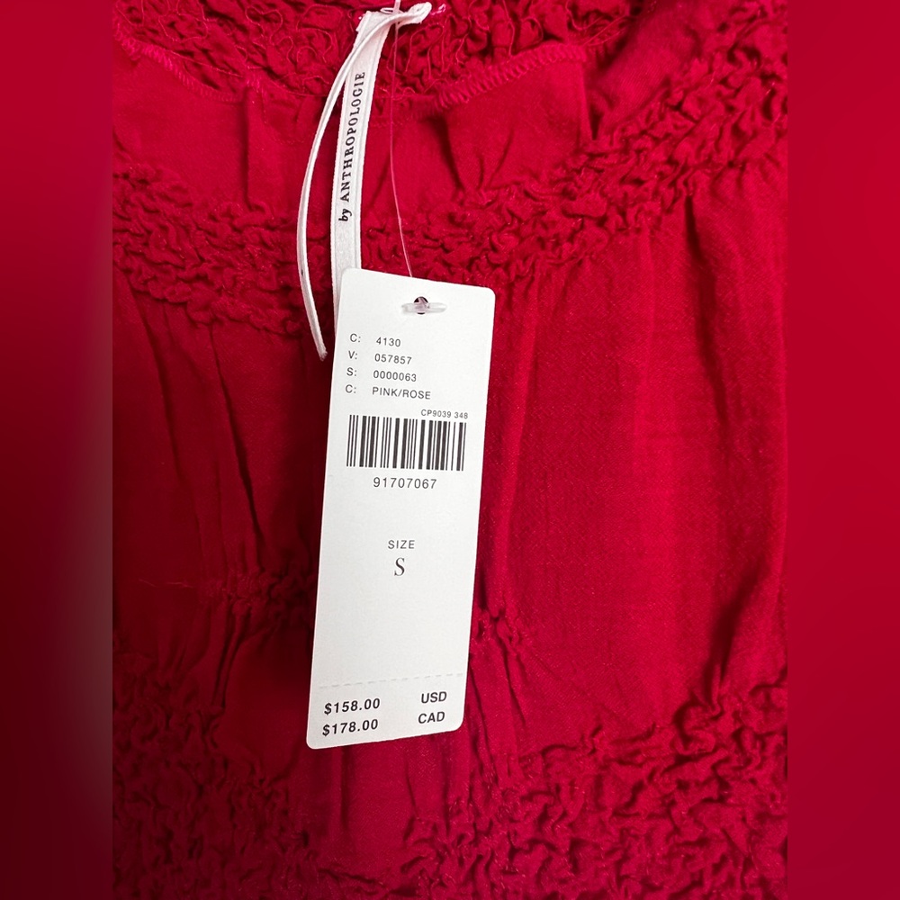 NWT BY ANTHROPOLOGIE RUFFLE-TRIM TEXTURED MINI DRESS Size Small - Picture 10 of 16